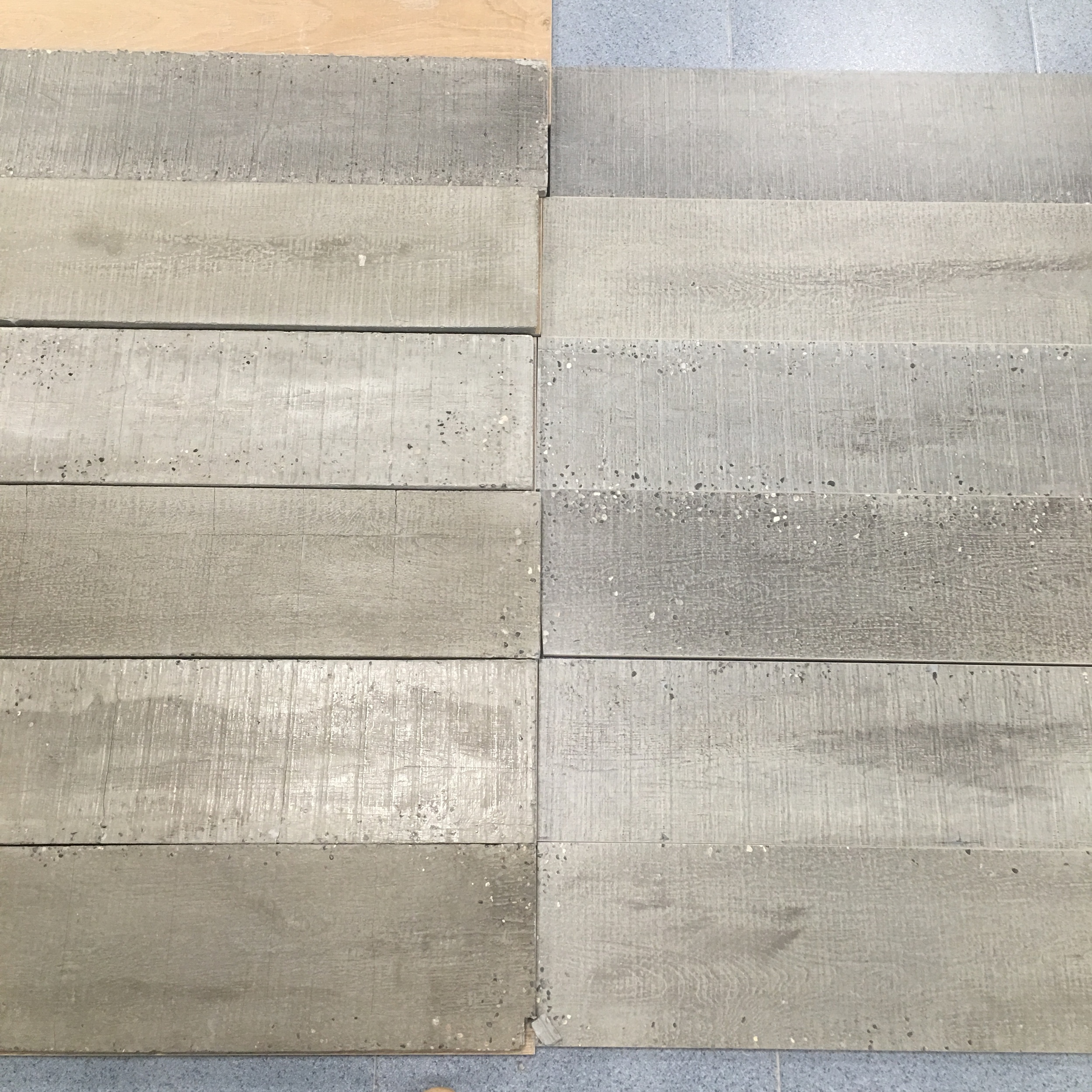 Comparing the timber boards and the wood effect tiles
