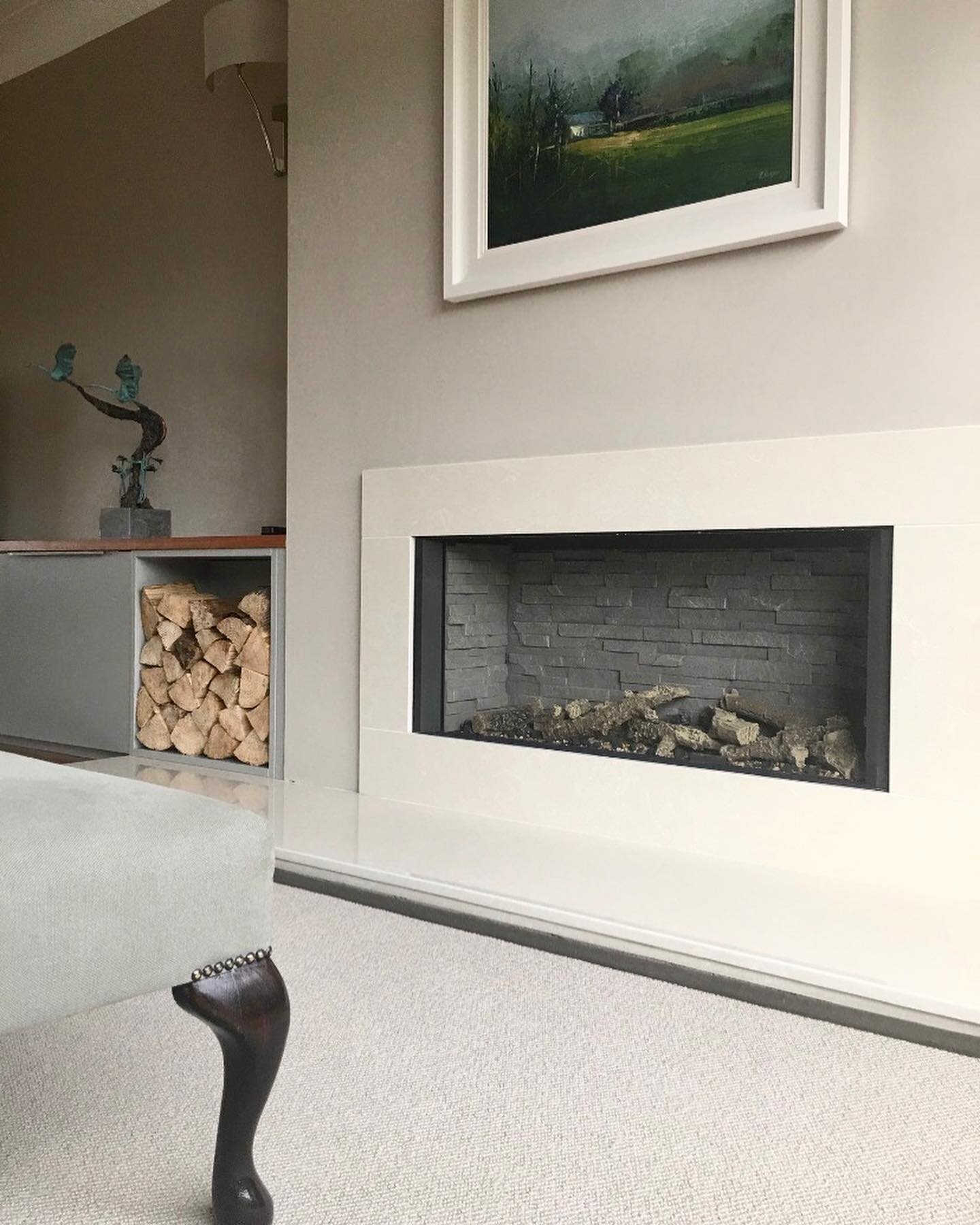 *Swipe for the before* 👉🏻 
A look back at a sitting room renovation, showing the new fireplace design, designed to suit this client&rsquo;s own taste. They decided to move away from the Howth stone and go for a future-proof, lighter, cleaner, more 