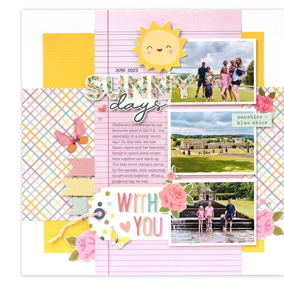 Swipe 👈🏻 to check out the double-page layout we created in last night&rsquo;s Let&rsquo;s Create Together class with @sctmagazine !
.
Putting this kit together using the @americancrafts and @guiademanualidades Rainbow Avenue and @simplestories_ Fre