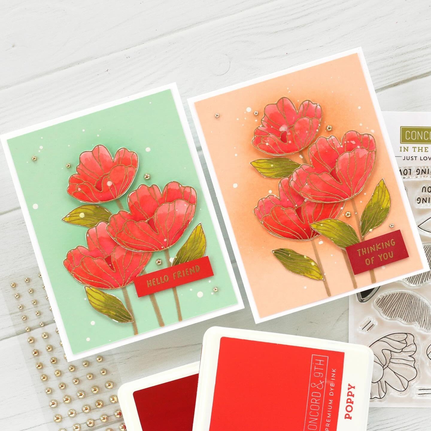 Two new card creations that I have fallen in love with! ❤️
.
The @concordand9th In the Classroom spring event included beautiful cards by @jennifermcguireink and @starofmay that I just loved, but it was the bonus card designed by Kristina that had my