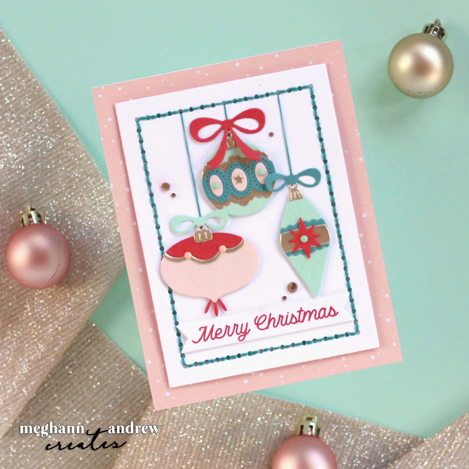 Elegant Stitched Ornament Card with Scrapbook.com