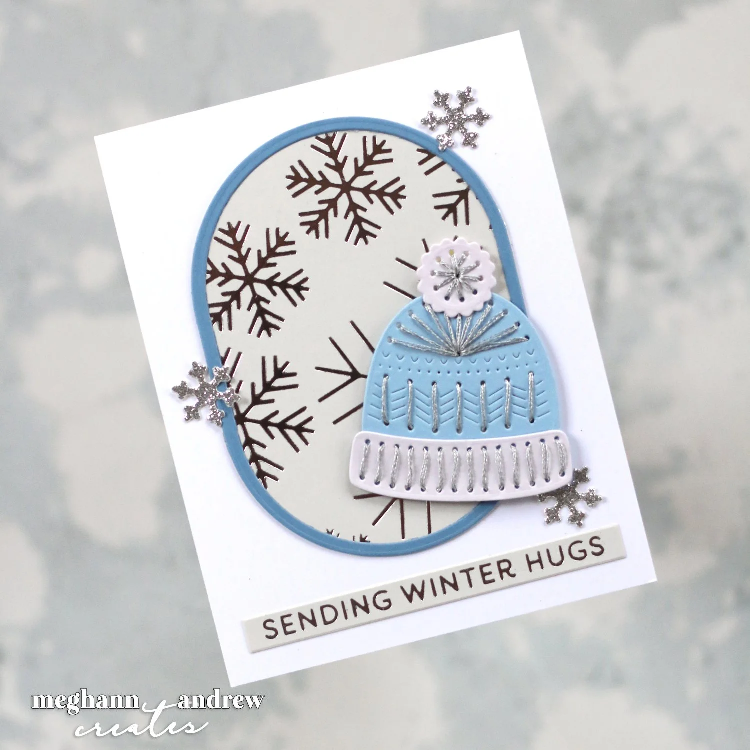 Spellbinders Stitchmas Day Eight: A Frosty, Glimmered Greeting