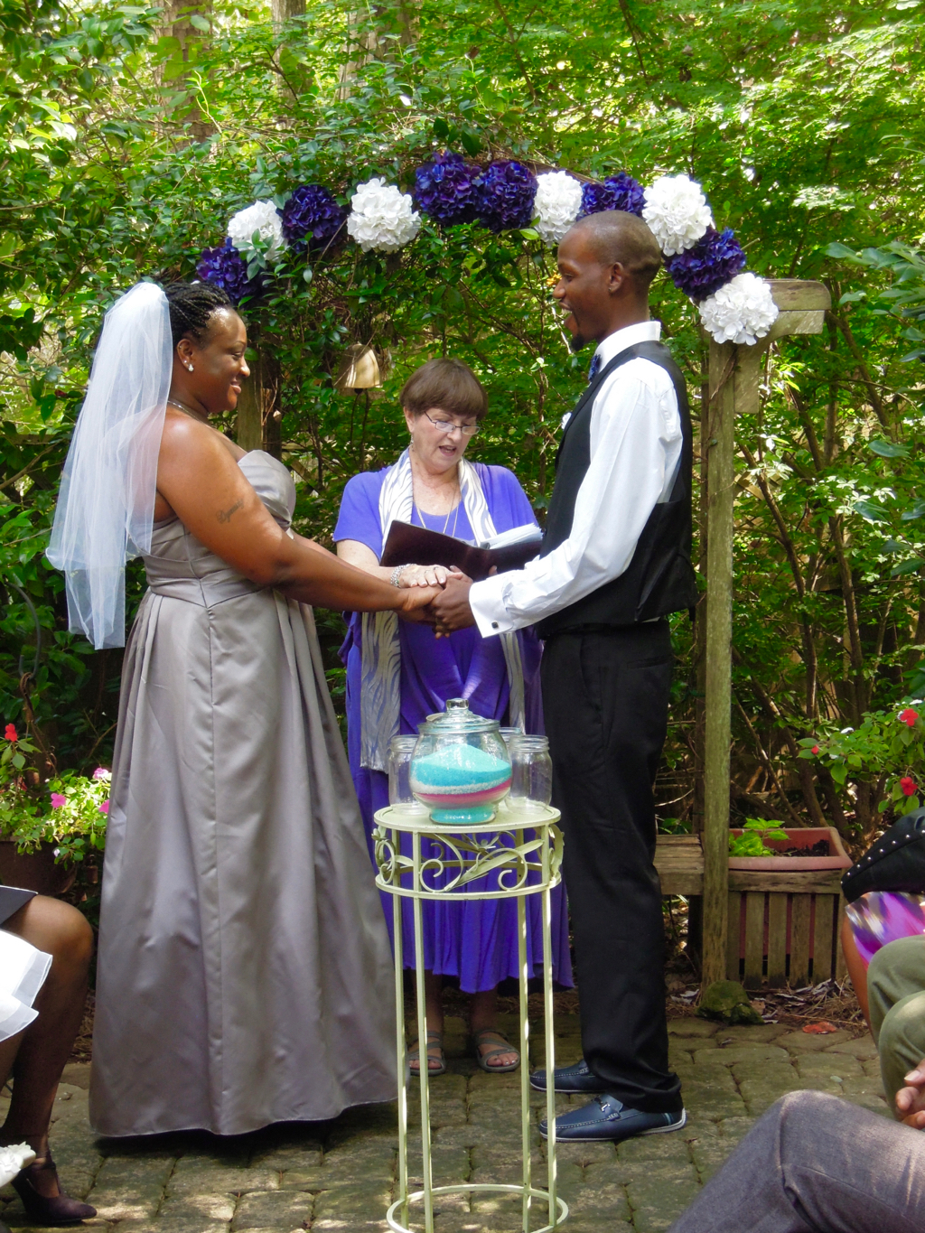 Ceremony included the family unity sand ceremony in which the children of the groom participated and they became a family officially!