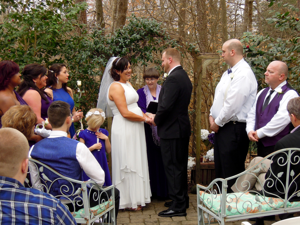 A wonderful family wedding for Stephanie and Josh with a sand ceremony blending their families together. Kayelily's wedding garden.