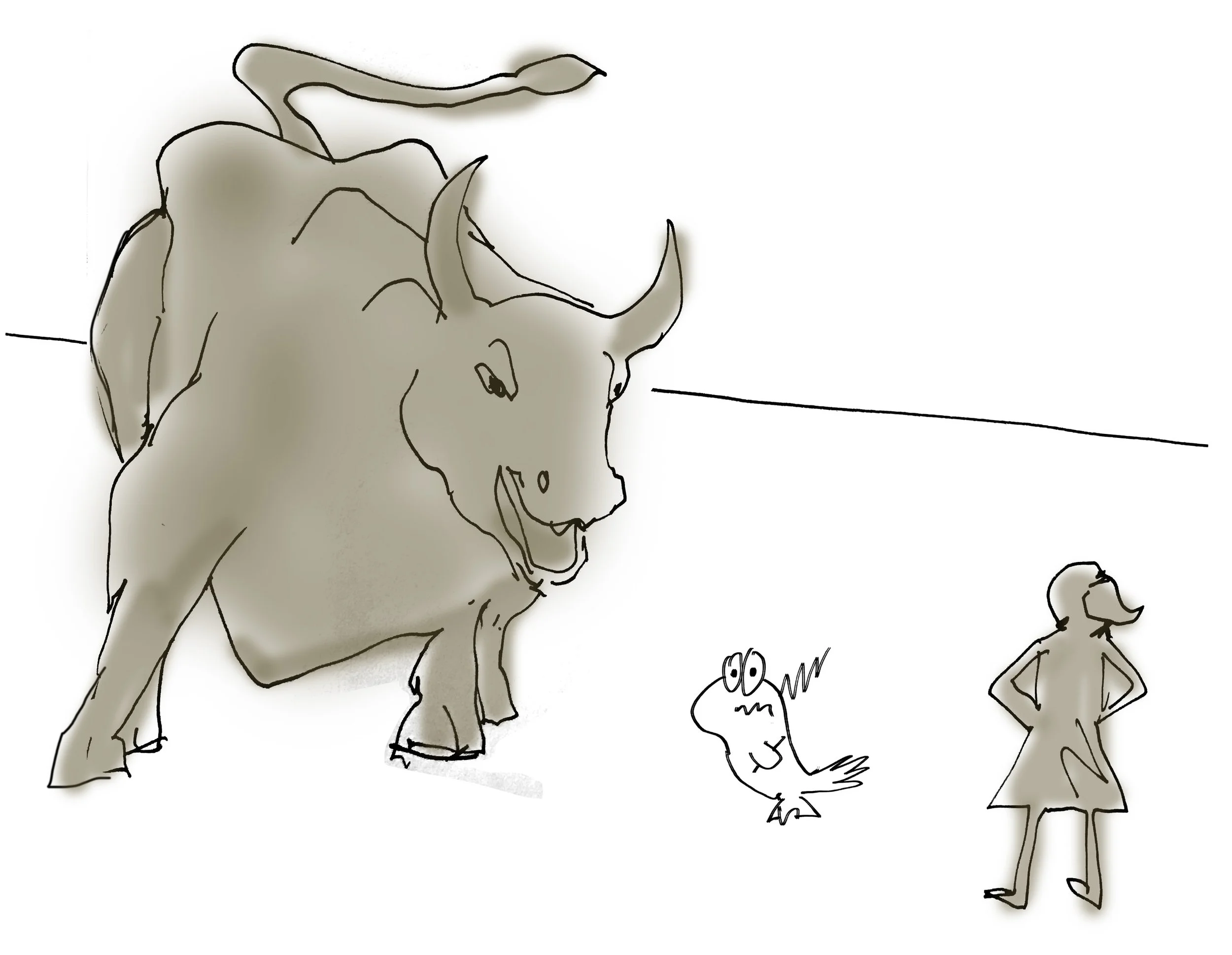 "Fearless Girl vs Charging Bull vs Discharging Bird"