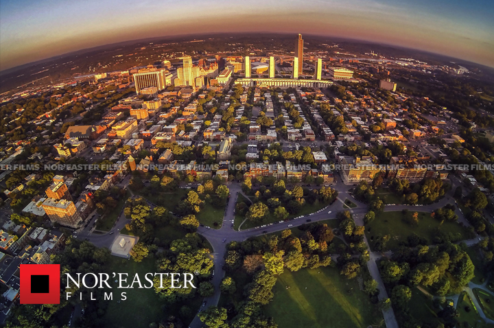 Above the Albany, New York Skyline at Sunset 