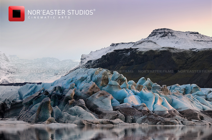 The blue ice and meltwater of the Svínafellsjökull Glacier in Southern Iceland. 