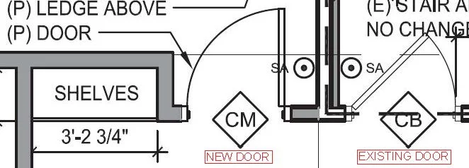 Proposed door open full and existing door open partially.