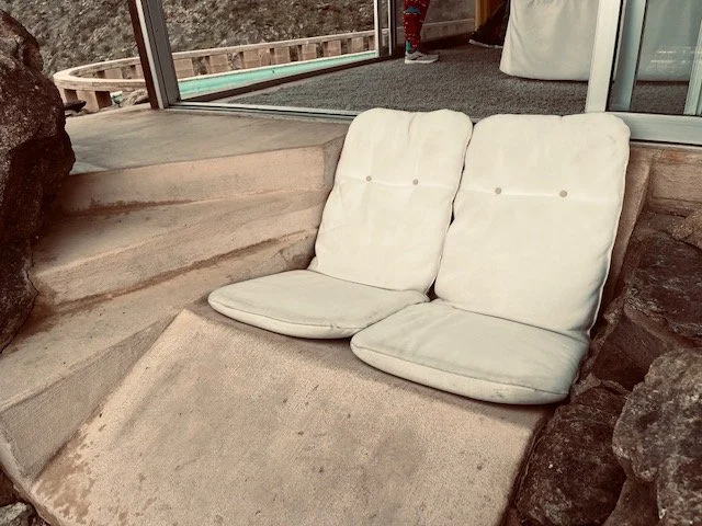 Outdoor seating nestled into the landscape