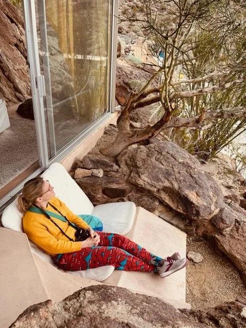 The tree provides a sense of privacy and integration with nature