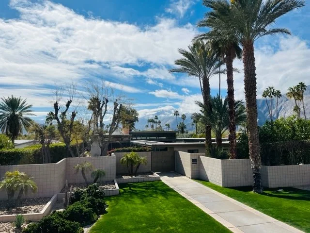 The vertical site walls contrast the horizontal roof planes and create interesting outdoor spaces