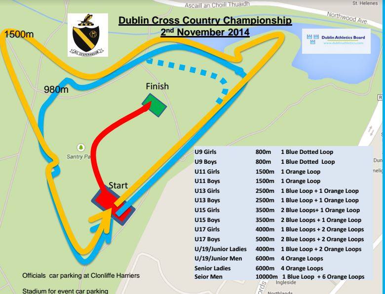 Timetable: Event Distance Start Time U9 Girls 800m 11.00am U9 Boys 800m 11.08am U11 Girls 1500m 11.16am U11 Boys 1500m 11.26am U13 Girls 2500m 11.35am U13 Boys 2500m 11.50am U15 Girls 3500m 12.03am U15 Boys 3500m 12.22pm U17 Girls 4000m 12.39pm U17 Boys 5000m 1.00pm U19/Junior Ladies 4000m 1.25pm U19/Junior Men 6000m 1.45pm Senior Ladies 6000m 2.15pm Senior Men 10000m 2.45pm