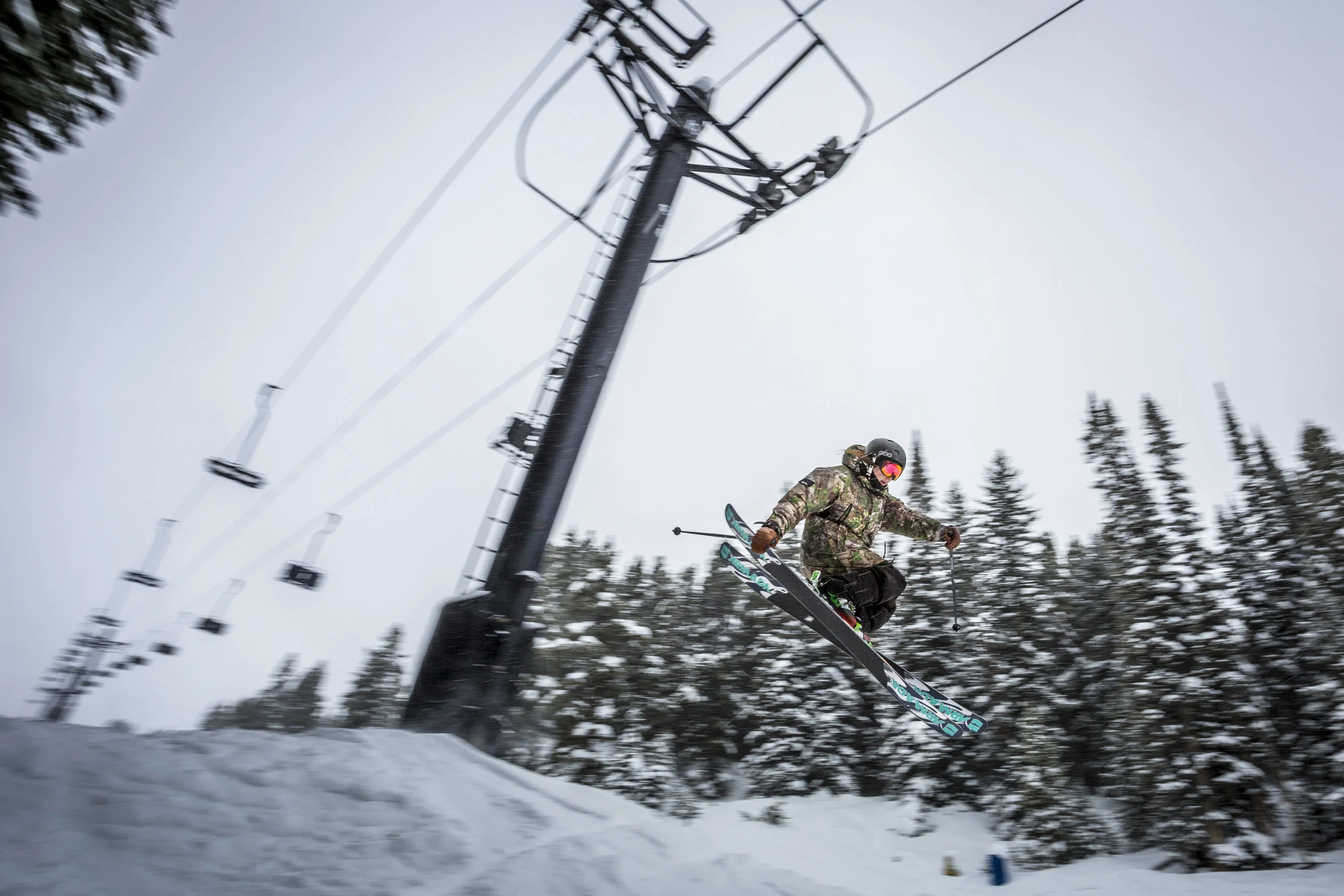 Miranda Holson takes flight under the Teocali lift at Crested Butte Mountain Resort. 