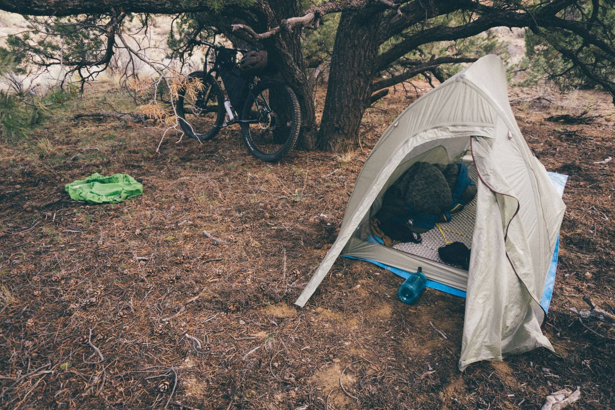 Camped under a Pinon near the wild horse refuge in Cameo, CO. Pretty comfortable night! I’m using a closed cell foam pad here because my inflatable sprung a leak somewhere…