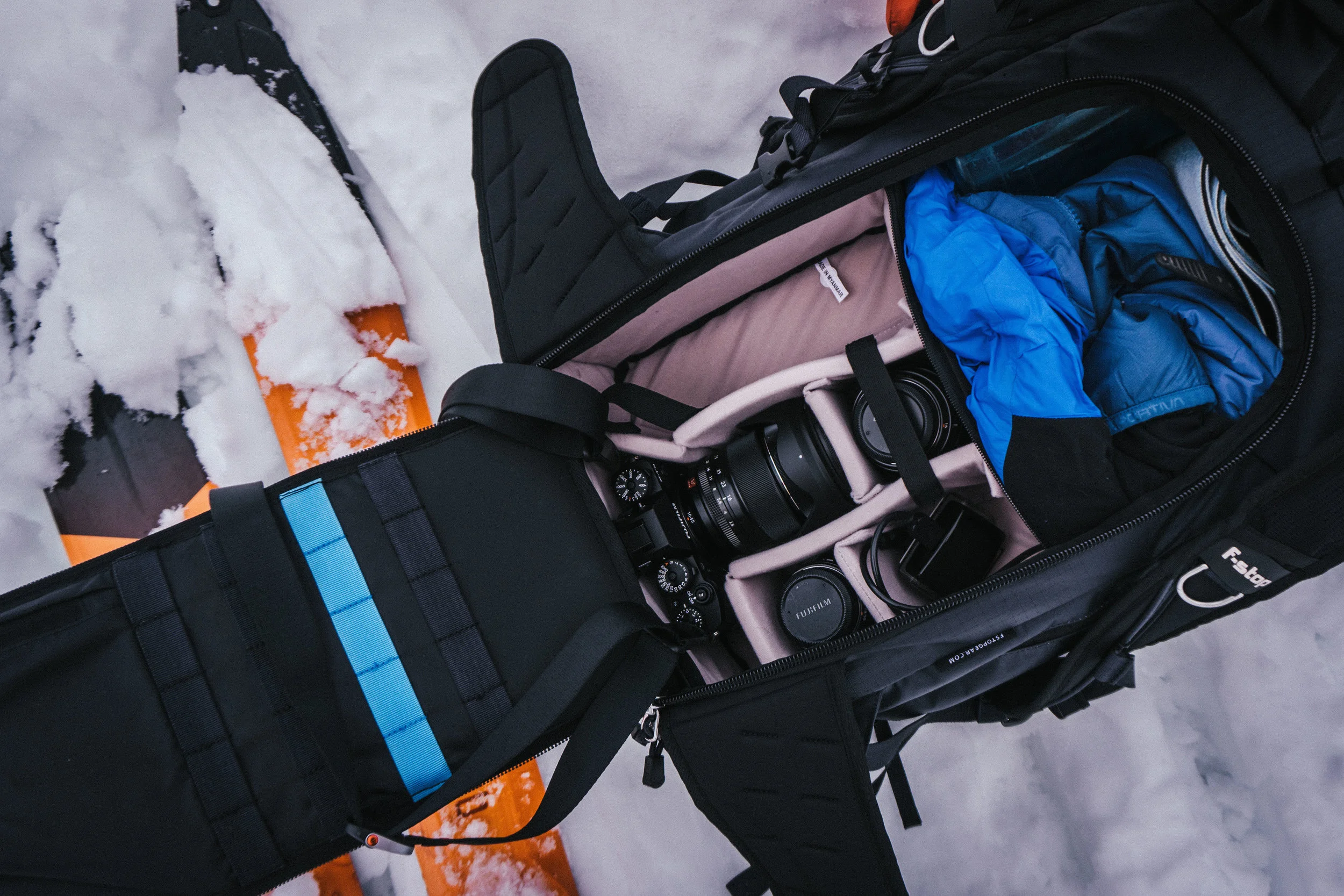 What I owned of the Fuji X-series packed away in my camera bag. It still takes up a lot of space, but was noticeably lighter and ‘sleeker’ than my Canon system. Felt great on the hike up Aspen mountain. A win for the mirrorless system!