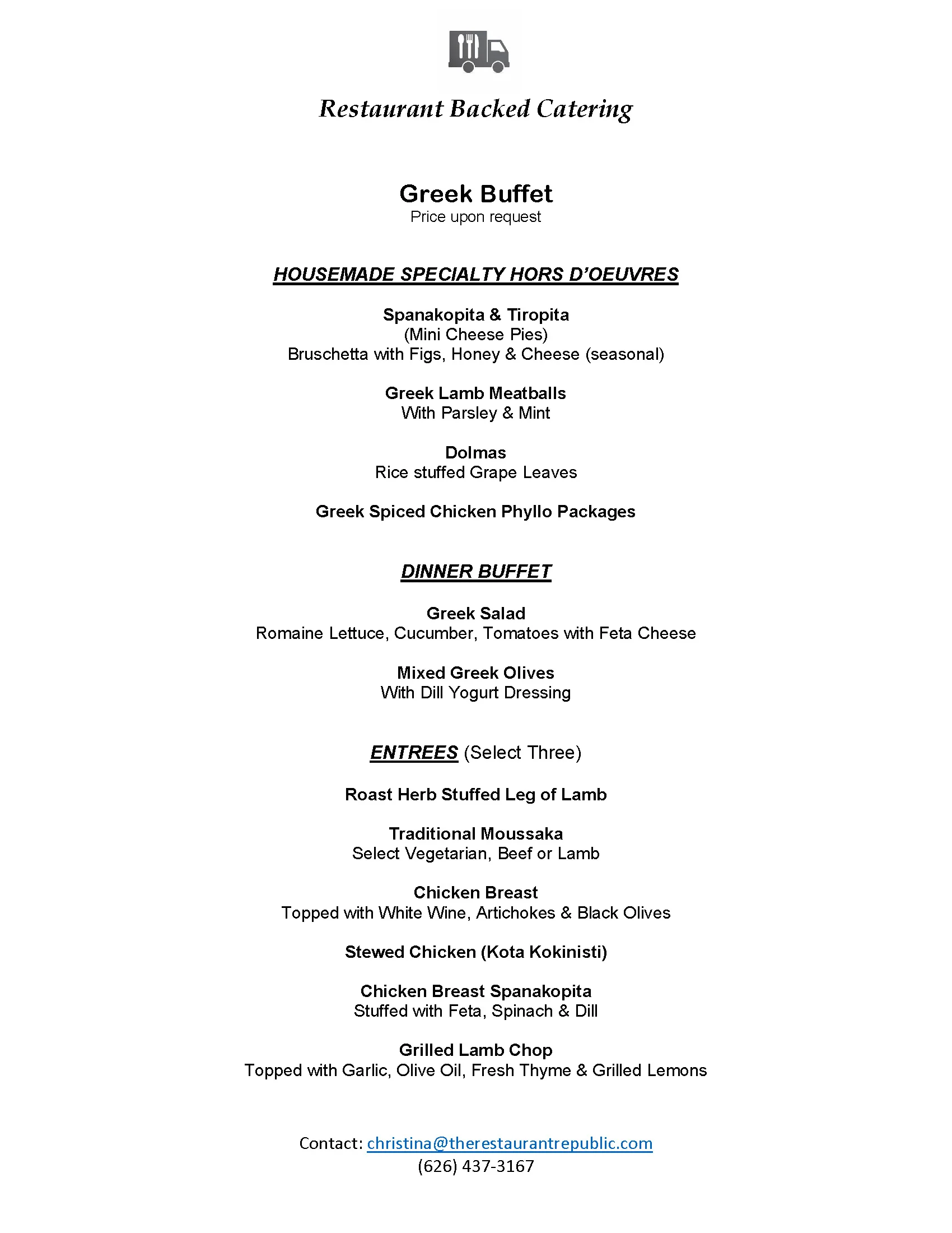 Greek Menu — Restaurant Backed Delivery and Catering