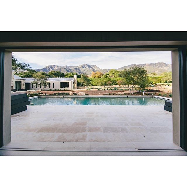 Pool house view #customhomes #design #pool #montecito #craftmanship #construction