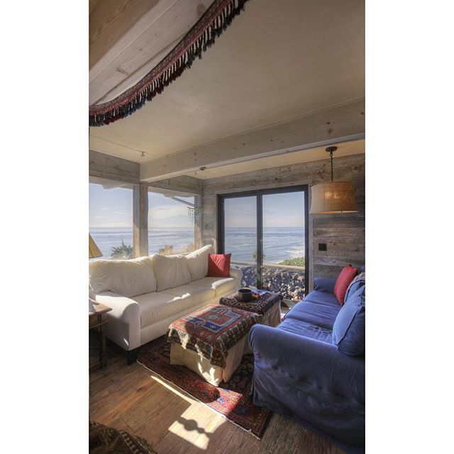 Sitting room with a view. #beachhouse #summertime #summer #santabarbara #pacific #shiplap #view #naturallight #beachbungalow