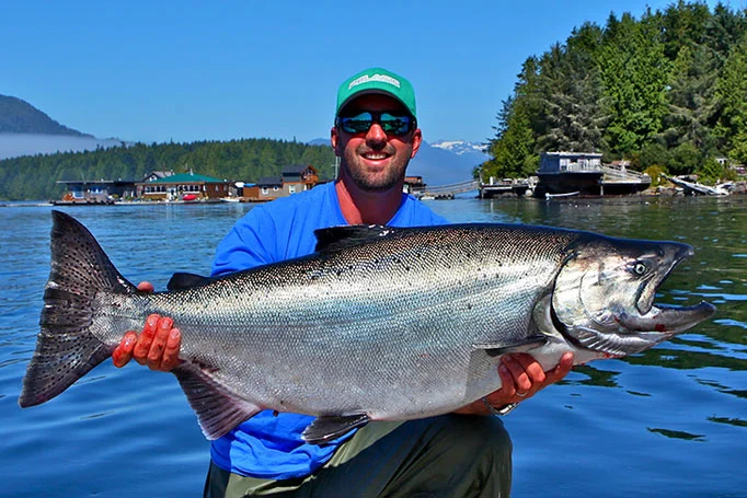 Tofino Fishing Captain Josh Temple with a massive Salmon!