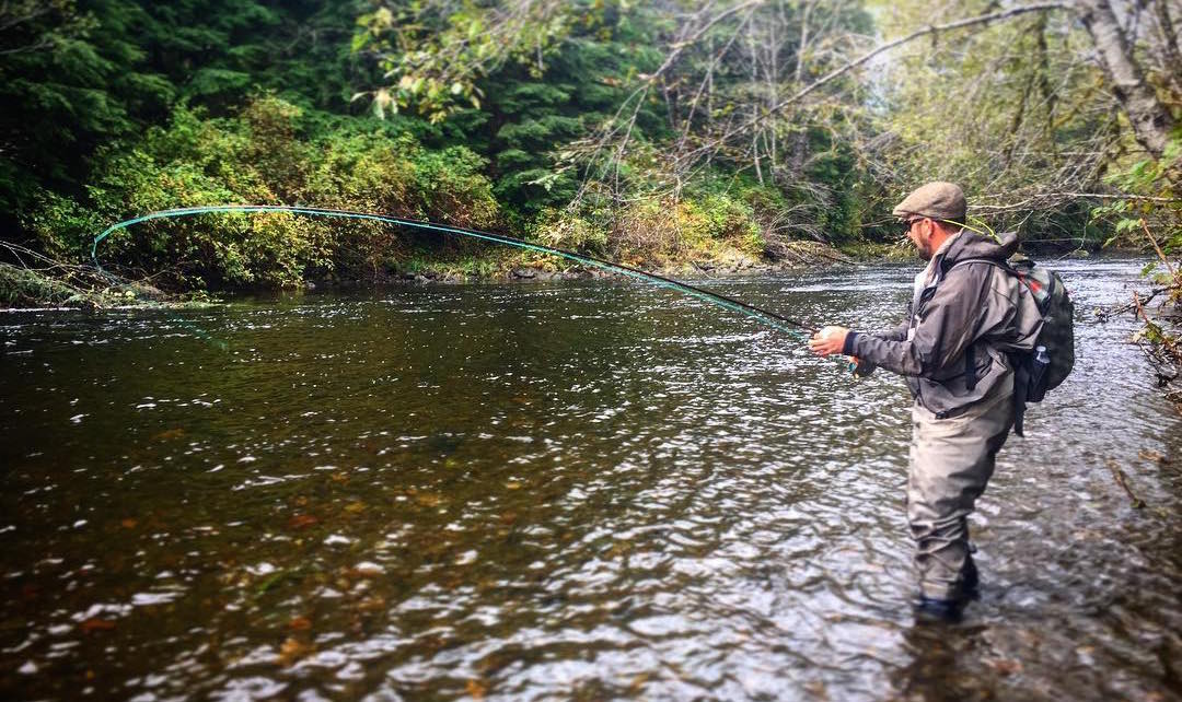 Captain Josh Temple Steelhead flyfishing in Tofino, BC.