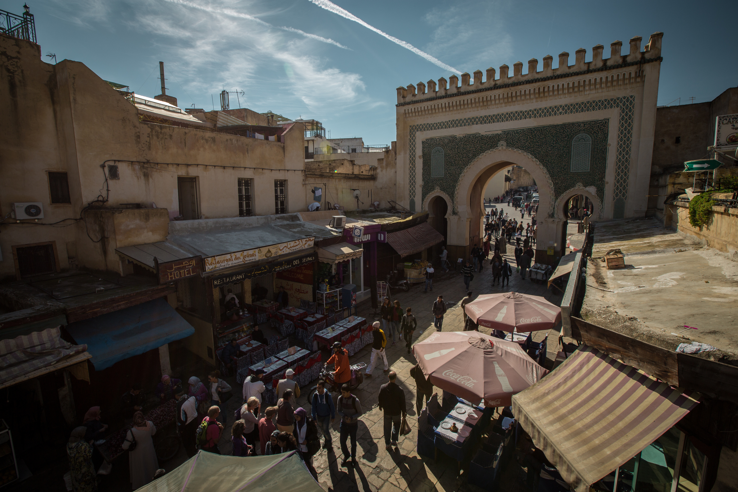 This beautiful gate, Bab Bou Jeloud, serves as one of the entry points to the medina. On my last day I sat at this corner and watched the rhythms of street life.