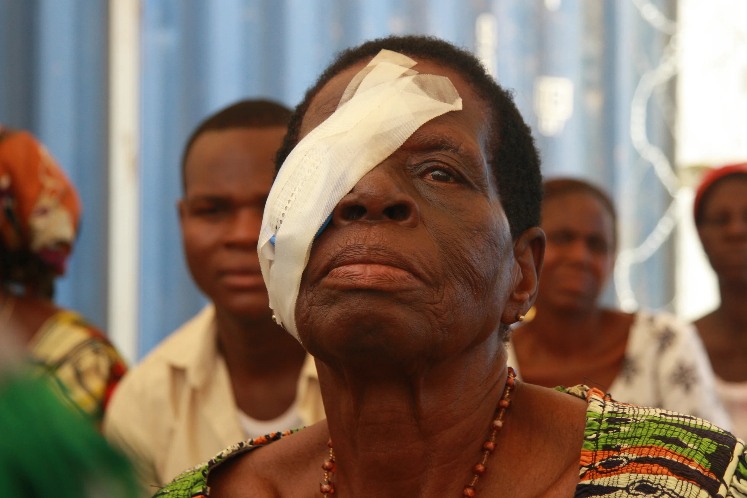 Theresa was a refugee from the Ivory Coast. She and her family fled as rebels burned her home to the ground. She was able to flee to Togo to an UNHCR camp where she met member of Mercy Ships eye team. Shortly after she was able receive a life giving cataract surgery.