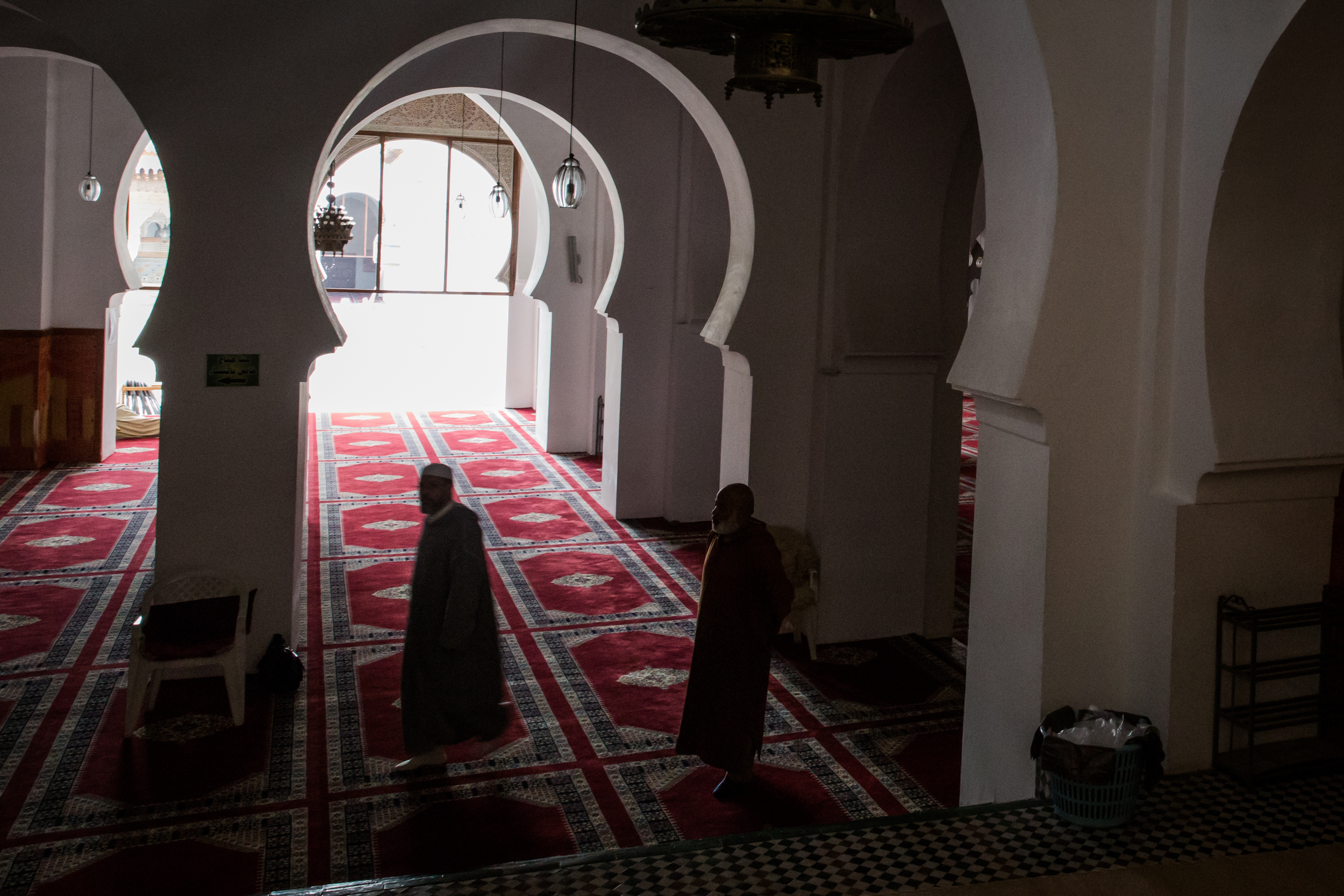 Interior view of Al-Qarawiyyin Mosque and University. One of the oldest Madrasas in the world.