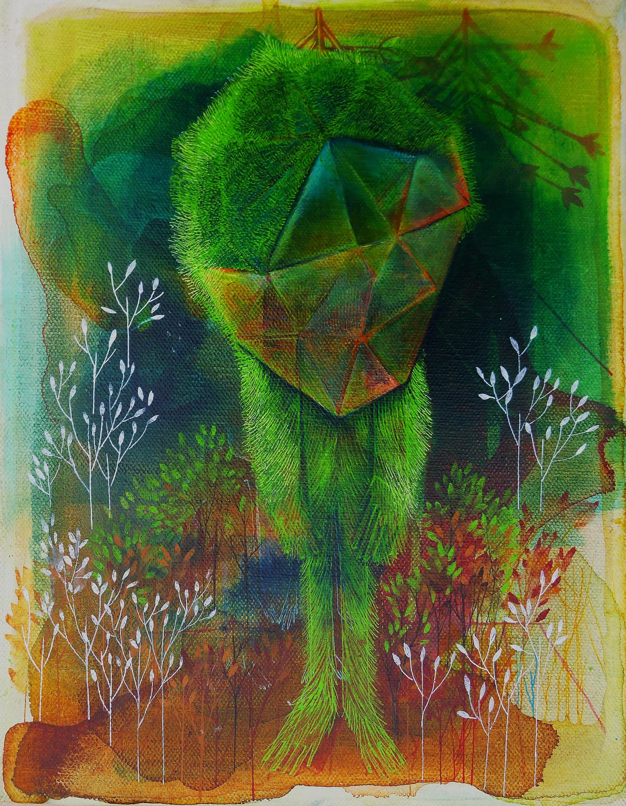 Moss Head/Acrylic Ink on Canvas/ SOLD