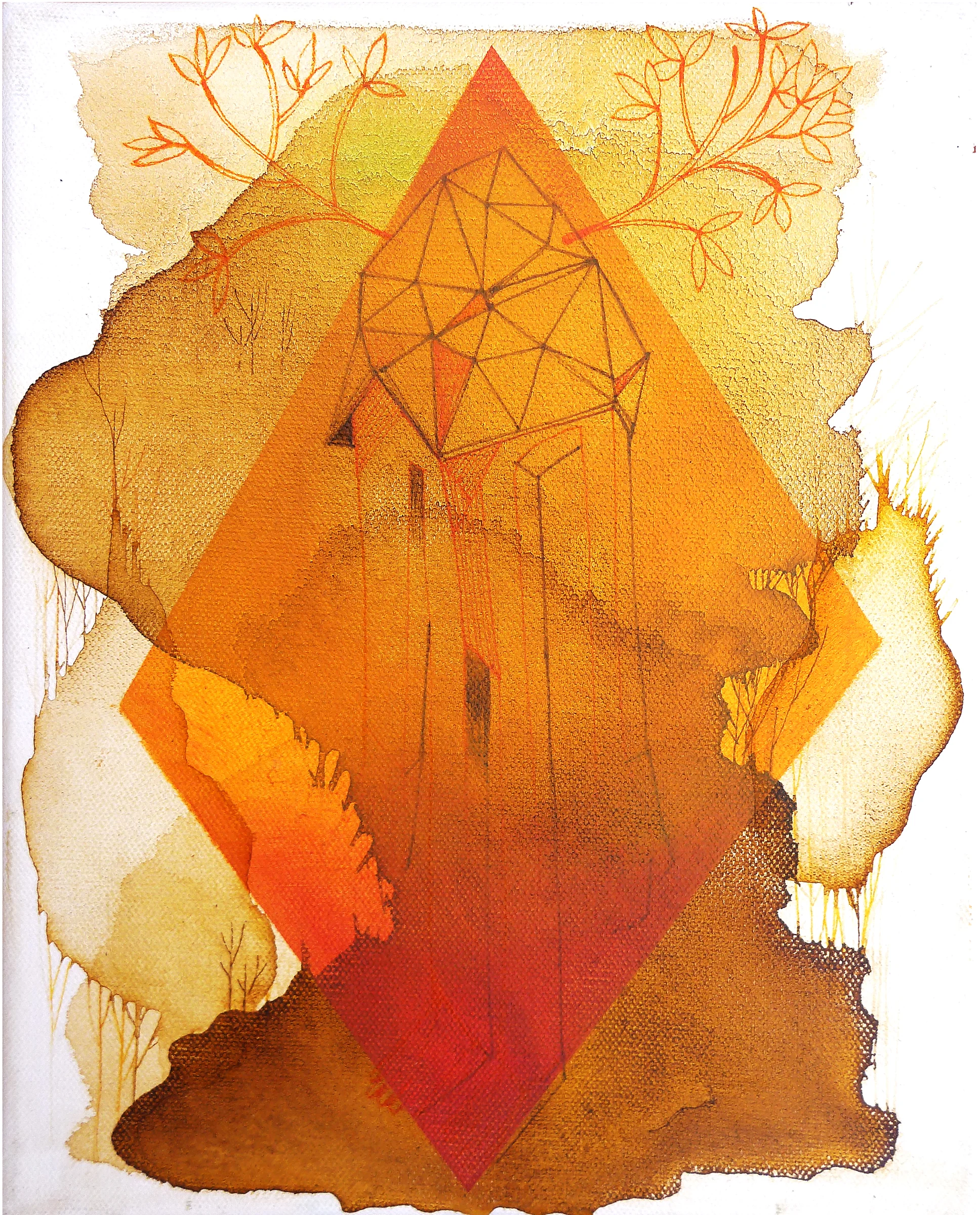 Geo Head/ Acrylic Ink on Canvas/ SOLD