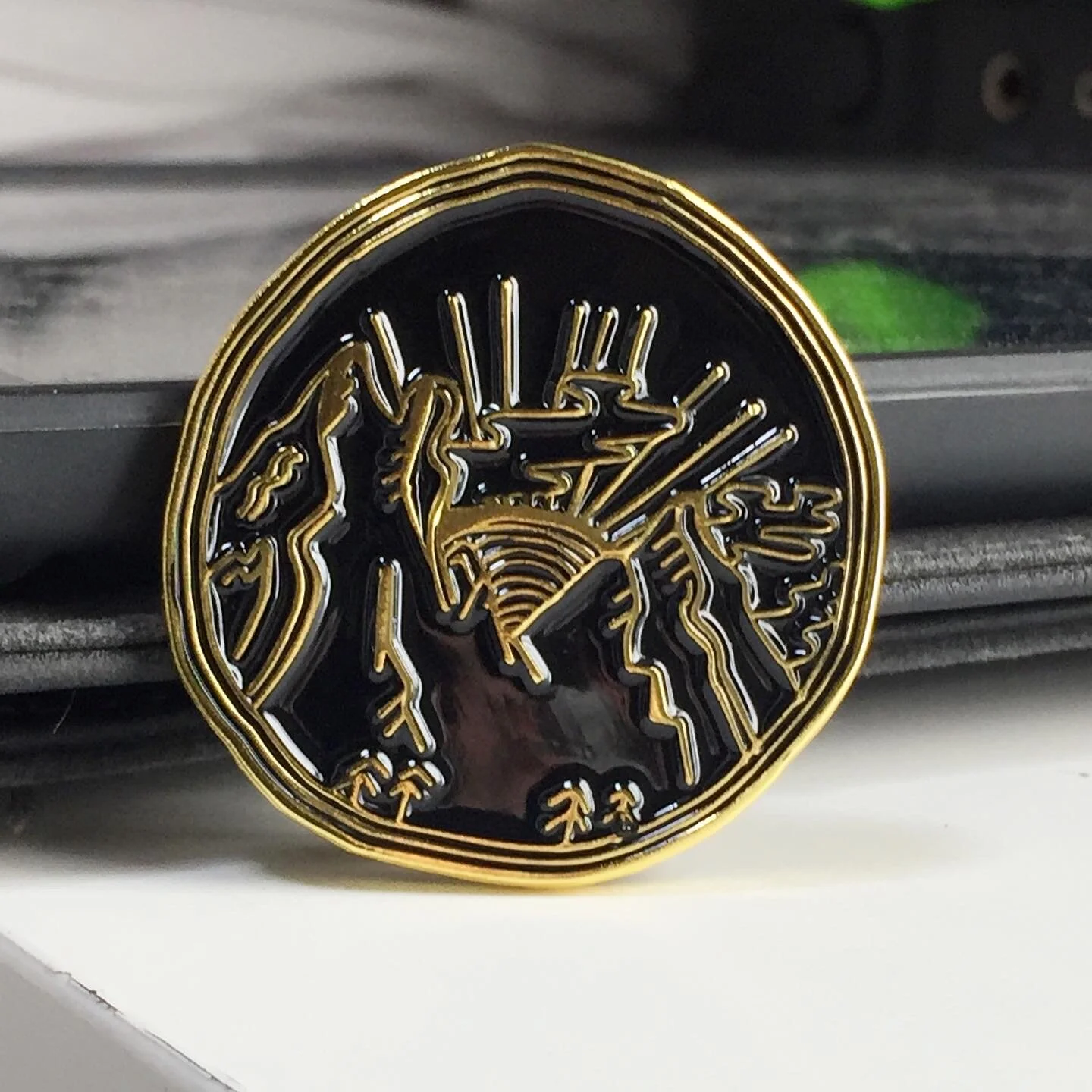 Greetings, from Queer Mountain - Gold and Black Enamel Pin