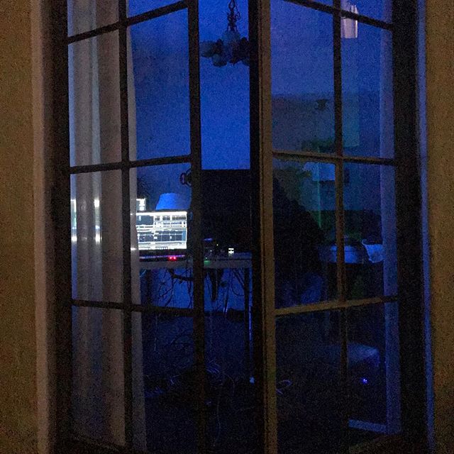 The operating station. Backstage. And we stand outside watching it. Very existential tech on the veranda at the Chateau Marmont.