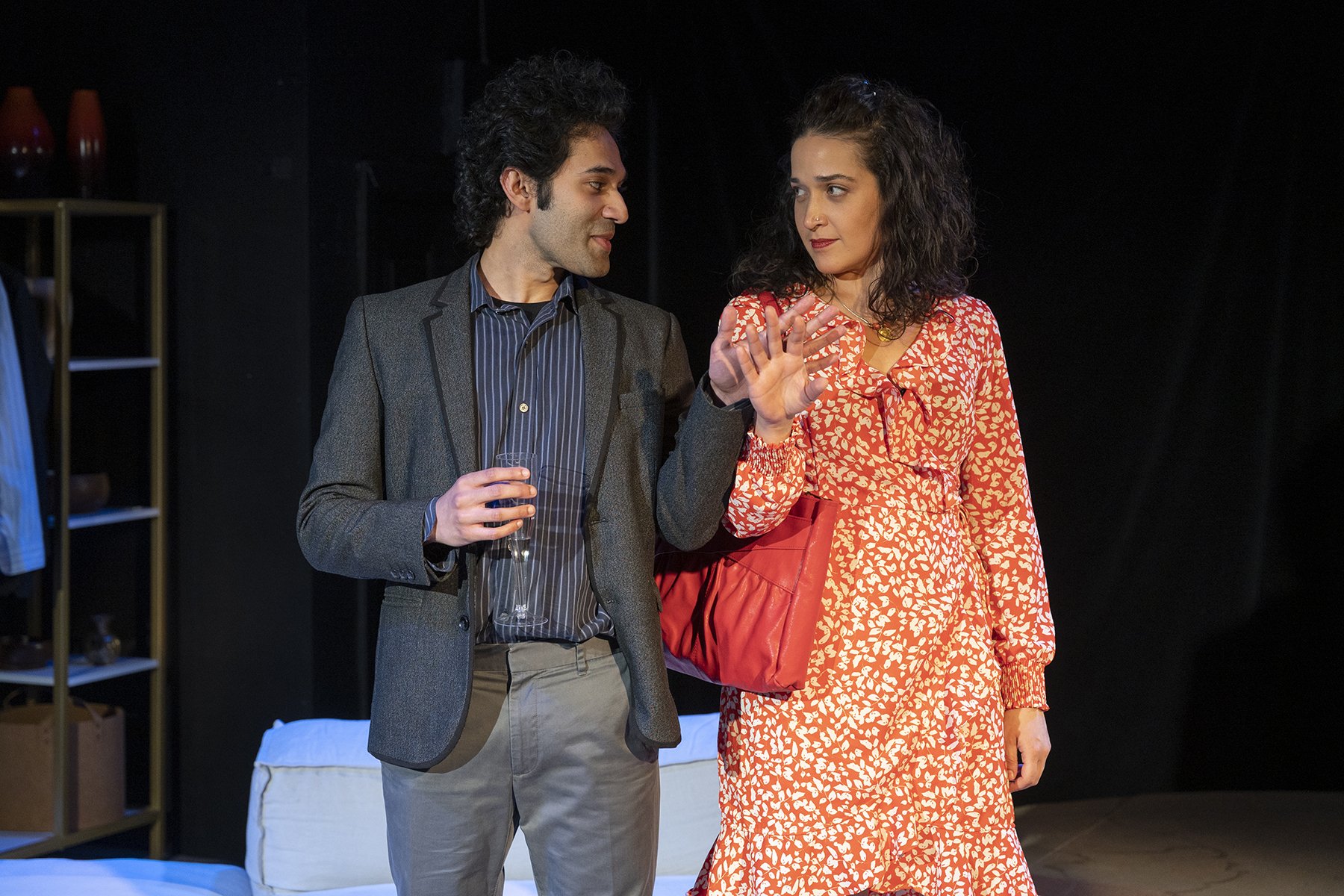  (left to right)  Faiz Siddique  and  Aila Peck  in  First Floor Theater’s  Chicago premiere of   Hatefuck  . Photo by Michael Brosilow. 