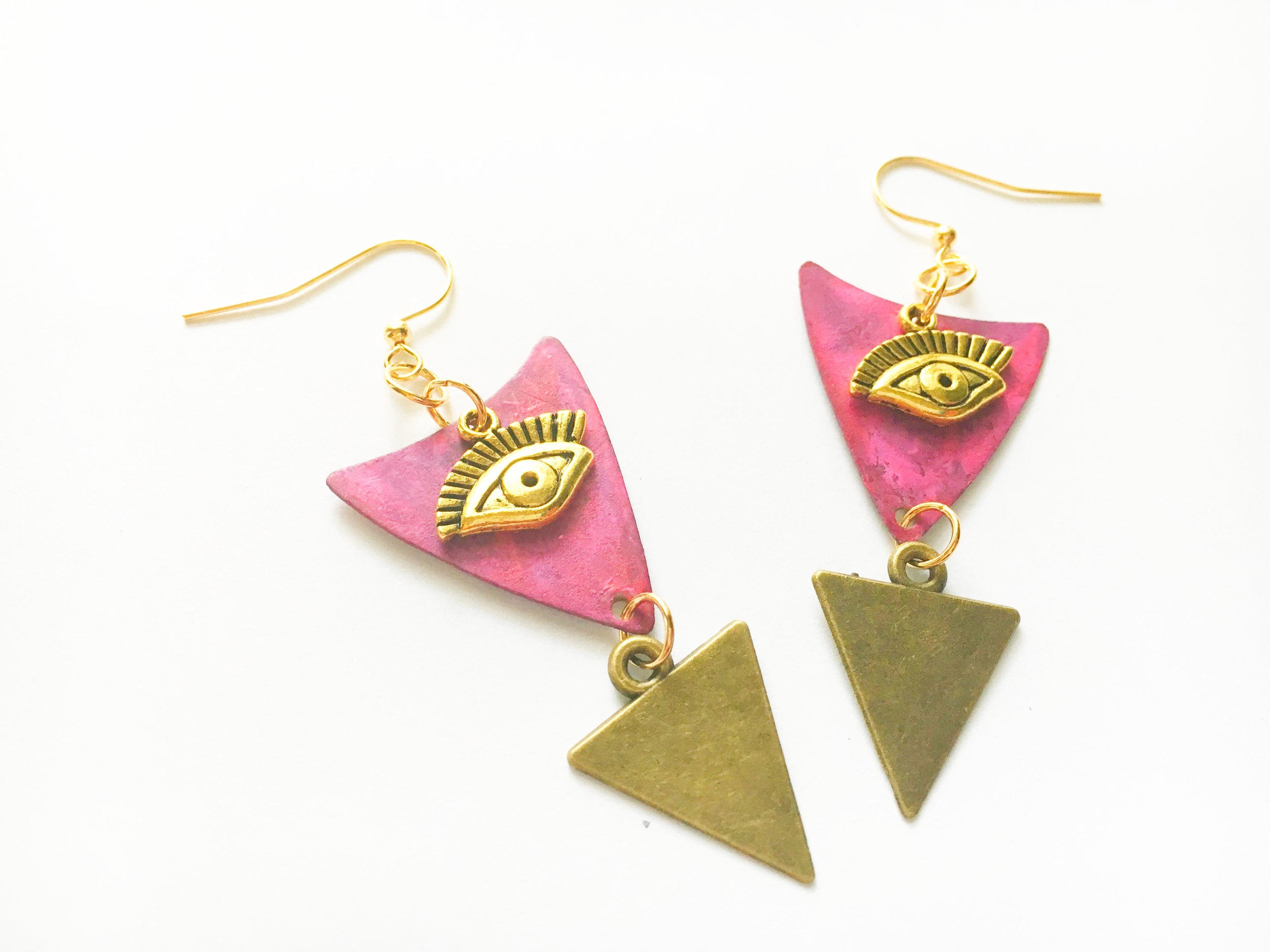 third eye triangle earrings