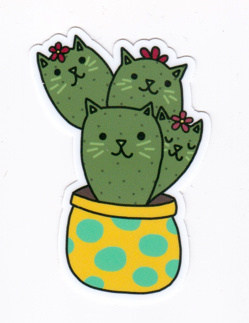 vinyl Cute Cat Sticker laminated waterproof.