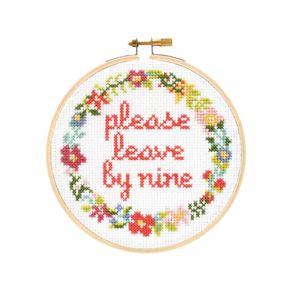 Please Leave By Nine Cross Stitch Kit — nice Lena