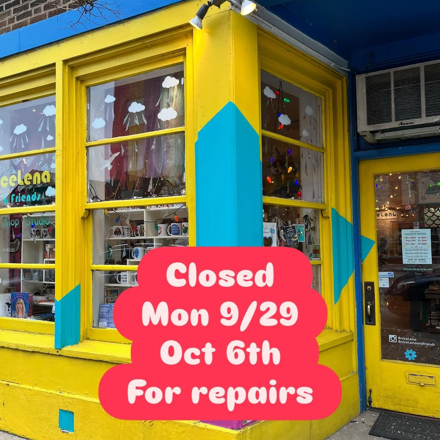 We will be closed for the next 2 Mondays for repairs. Poor little shop baby is getting a new hvac system installed.  I hope the nice construction people take good care of her. Please, mind the dust. ❤️😔