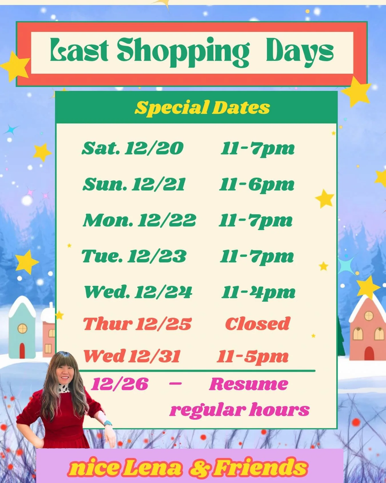 The last shopping days- extended hours so you can check everyone off your list! Here we go! #evanston #maindempstermile
