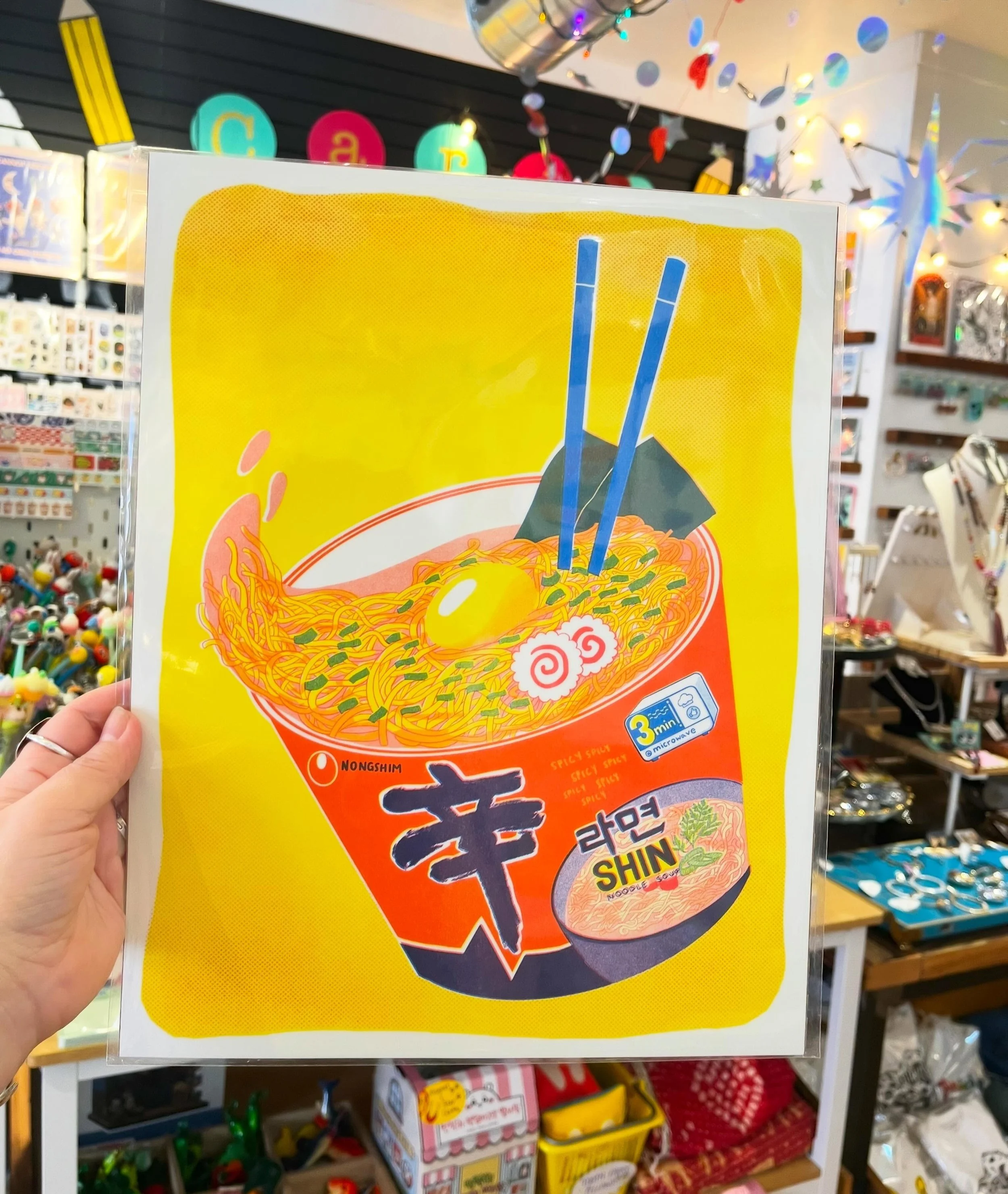 Make Art! Buy Art! 🍅New and restock on these gorgeous Riso prints by @christina.blob just arrived. 🍜Shin ramen and all the Asian groceries! It&rsquo;s home🏠 These would make a great gift for a college bound young adult. 🥹❤️ #art #riso #evanston #