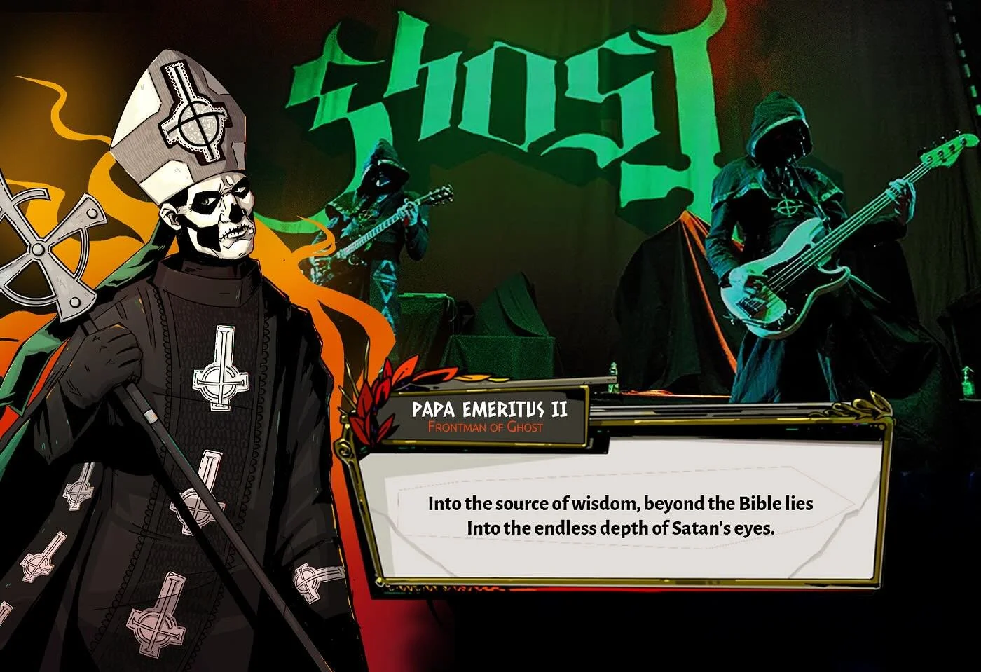 Into the eyes of fire 🔥 

The final Hades inspired portrait of the frontmen, just in time for @mystic.ministry event this weekend!

I hope to see you there! 

This series has been so fun, I have a few more ideas up my sleeve. 

#thebandghostbc #theb