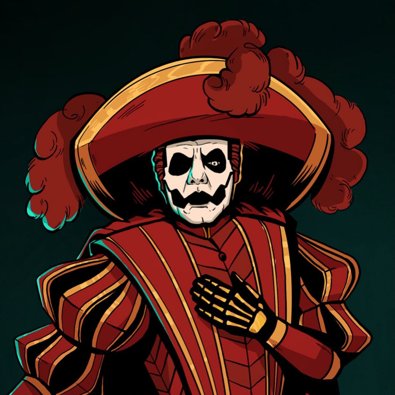 Hey!

It&rsquo;s been several minutes since I&rsquo;ve drawn anything new, but this one still hits. Red Death IV is such a delicious combination. I feel like one Halloween during his reign he pulled this costume out. 

Anyway, hopefully news stuff so