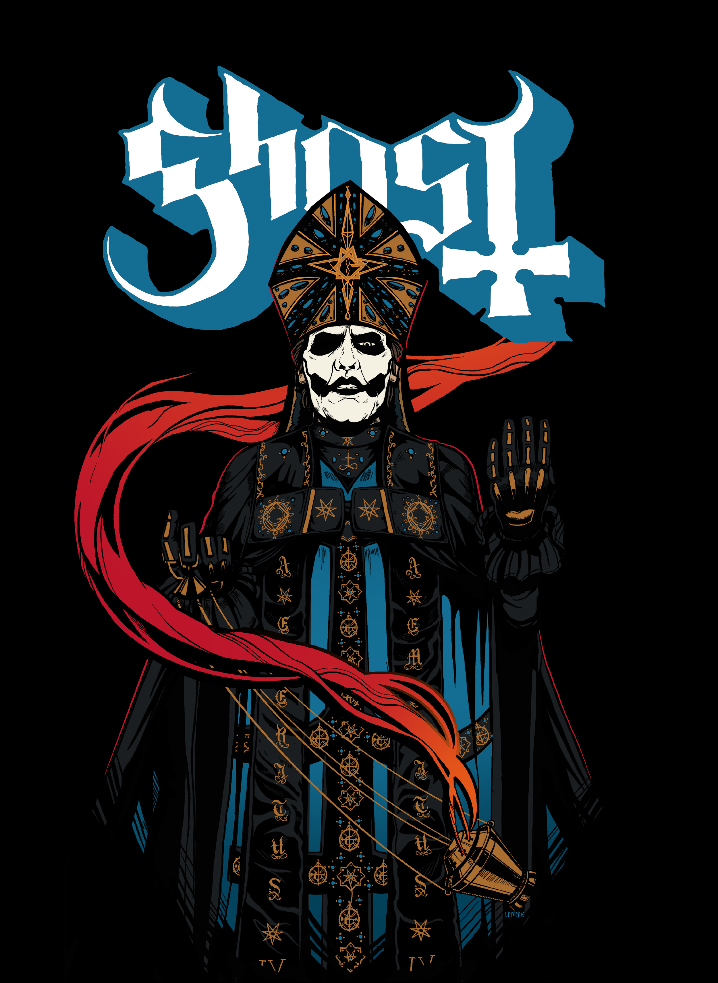 Fan Art mock-up shirt for the band Ghost.