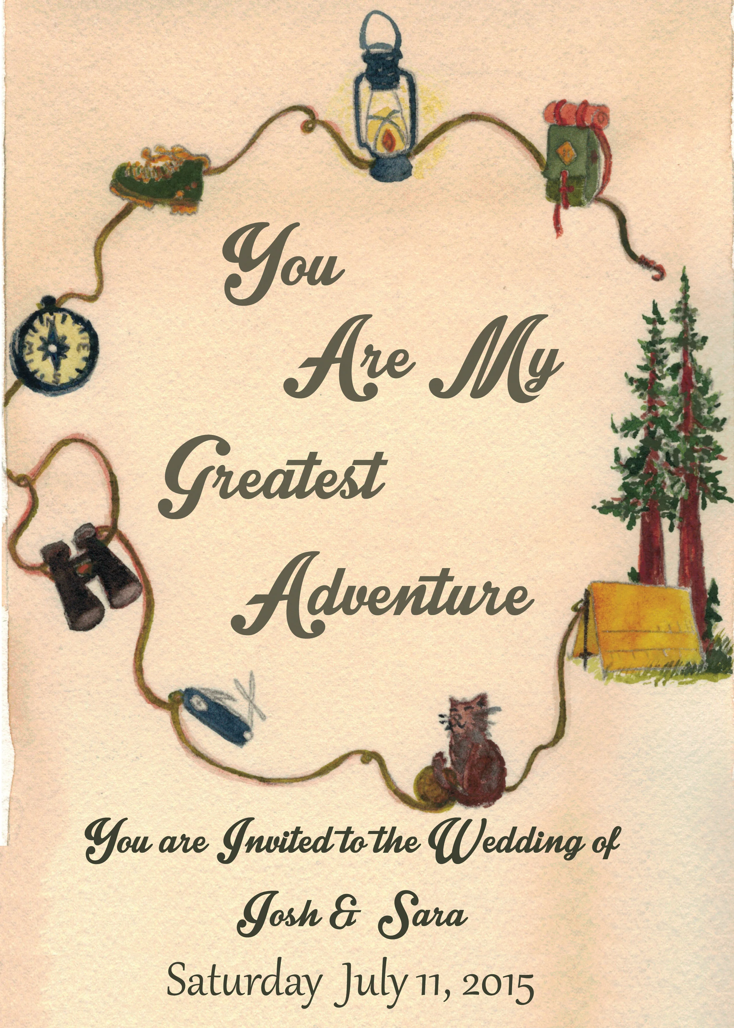 Invitation, watercolor, S+J Wedding (2015)