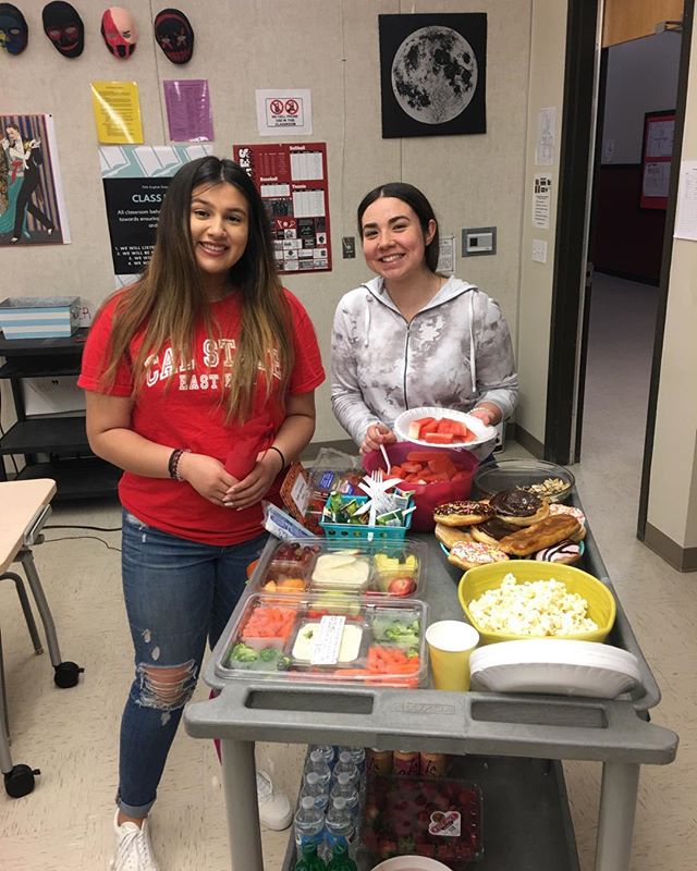 Daysee and Giselle bringing joy to THS for #teacherappreciation week from Leadership class. thanks ladies!!! &copy;️Taly R