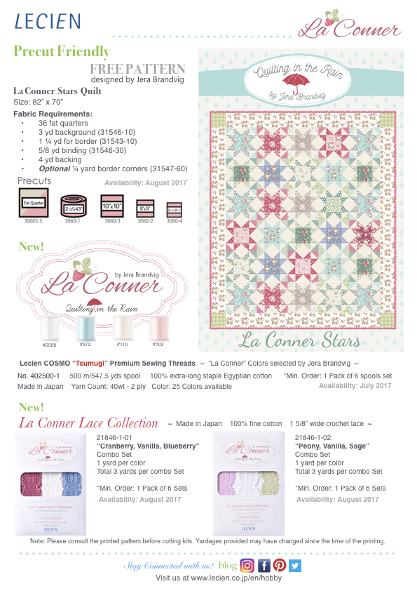 La Conner Collection by Jera Brandvig - Free Pattern, La Conner Lace Collection, Tsumugi Premium Sewing Threads, and Precuts information.