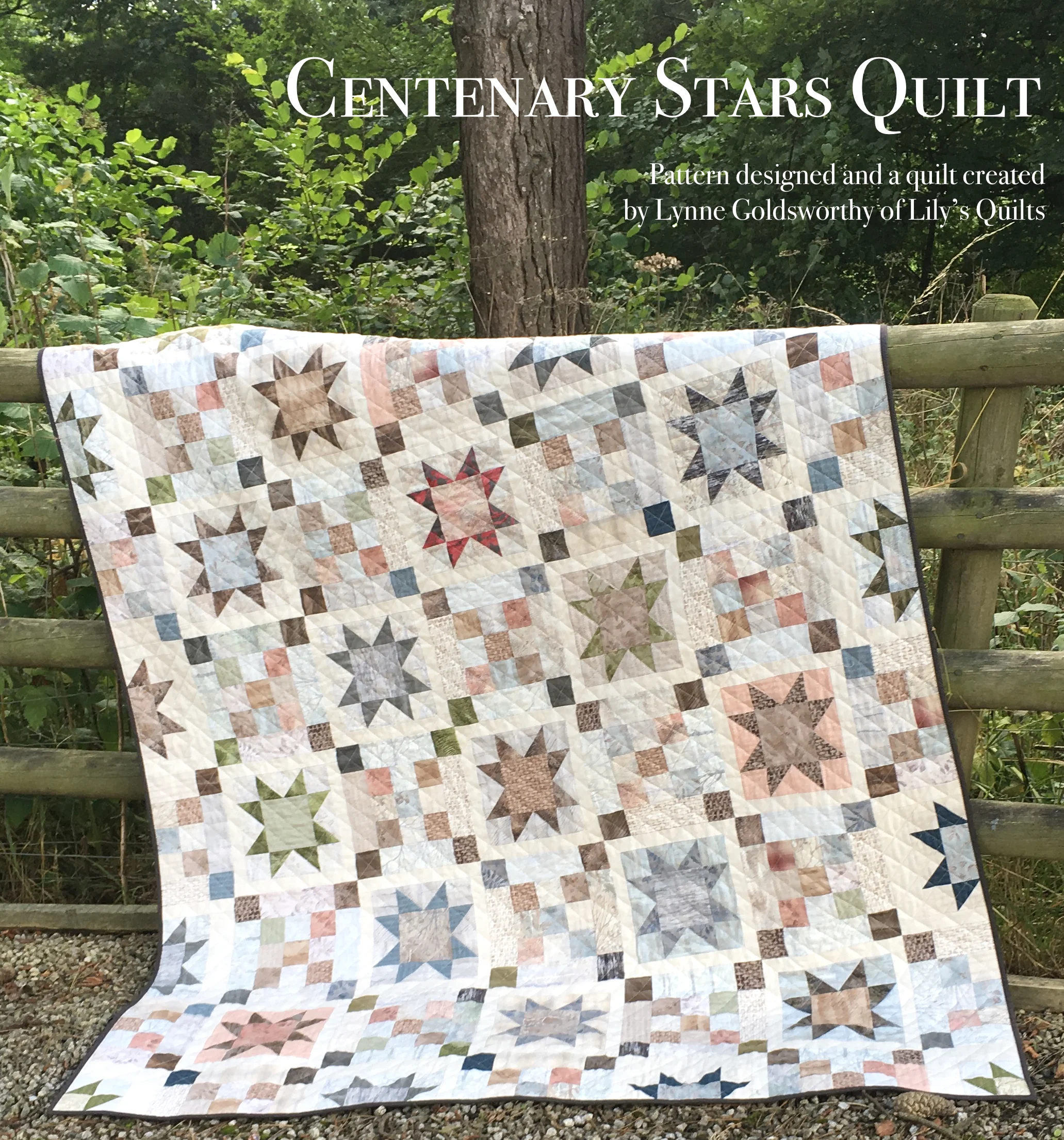 "Centenary Stars Quilt" designed by Lynne Goldsworthy using "Centenary 23rd Collection by Yoko Saito"