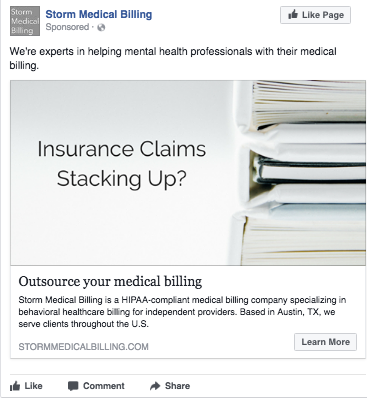 This is a screen shot of a simple ad that I created for Carole.