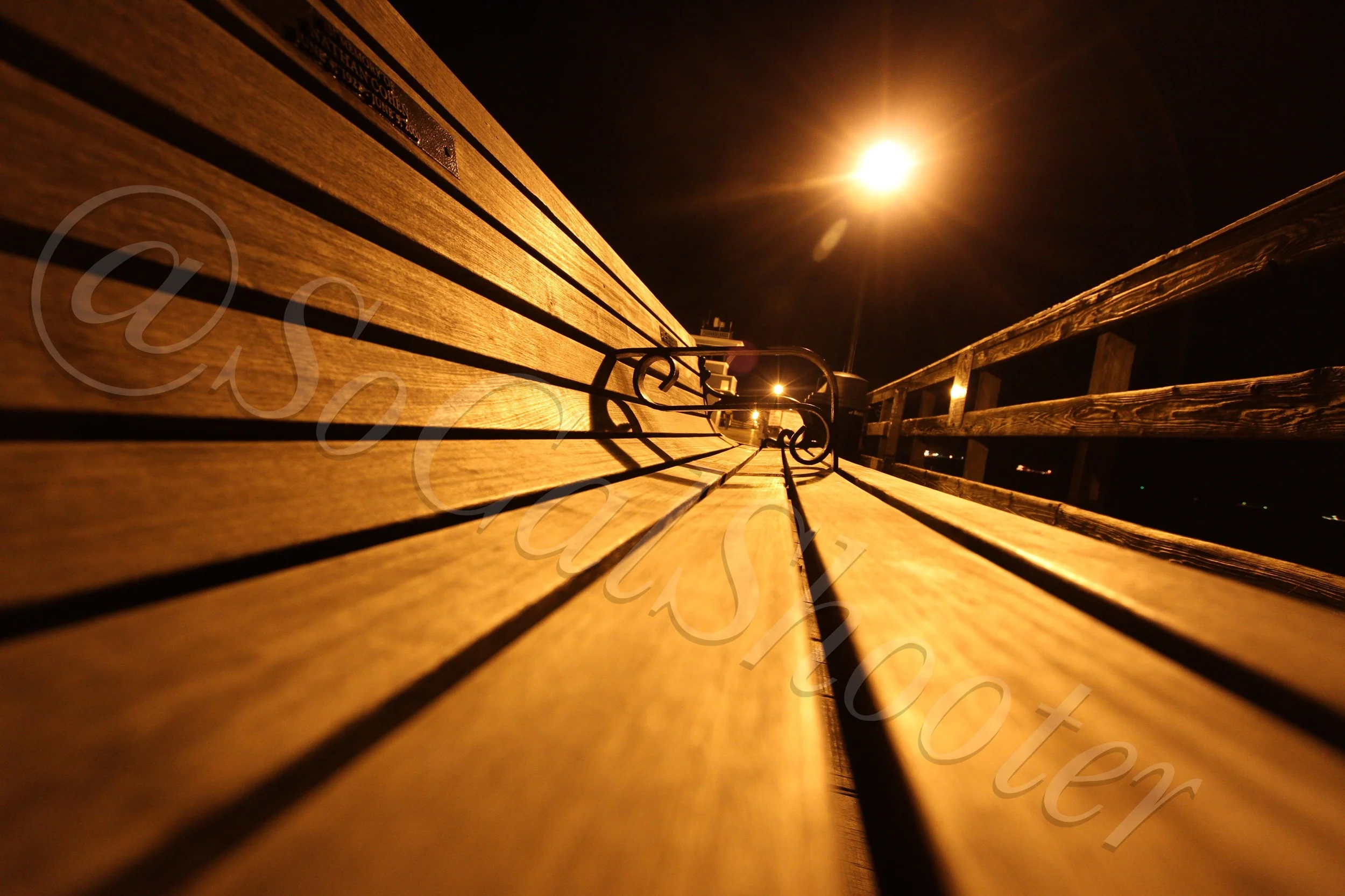SB Pier Bench at Night Watermarked.JPG