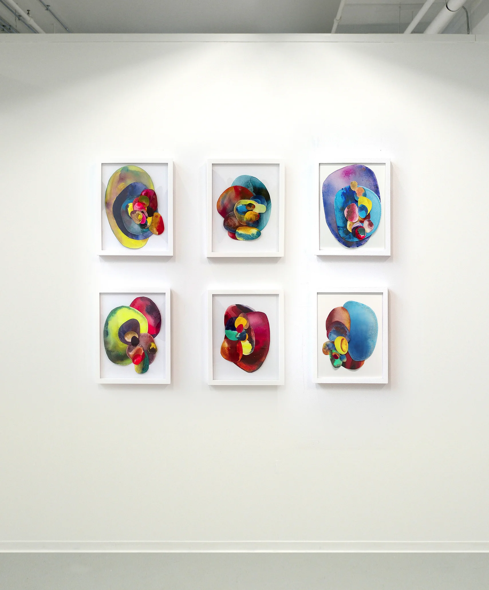   Reflecting Pool Series: 1 - 6   Acrylic, watercolor, liquid graphite, and gold dust on paper and canvas.
