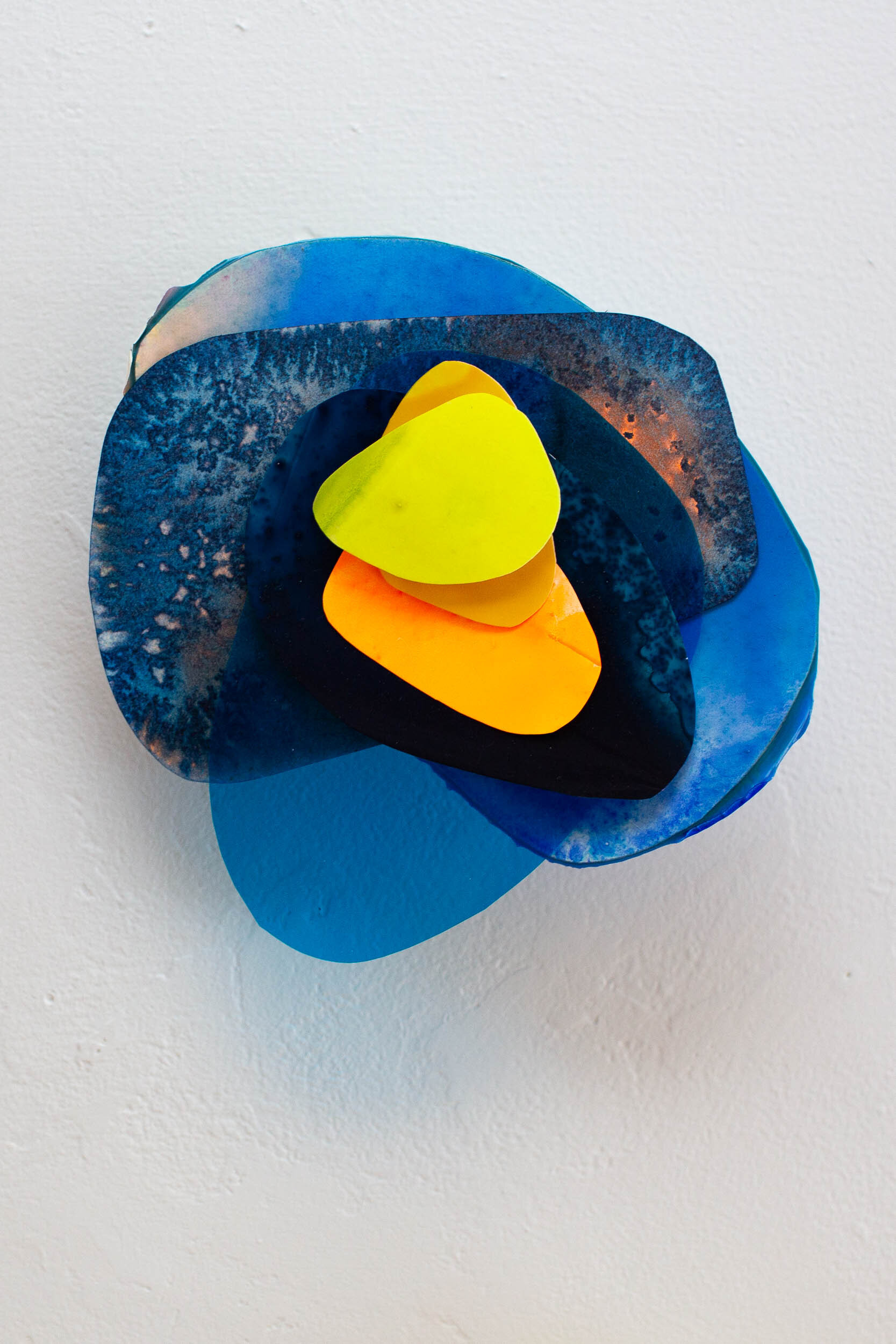    Wall Flowers: Blue Forms  , 2020, acrylic and mixed media on Yupo, watercolor and photo film with magnets (layer arrangement variable), 9 x 9 x 2 in.   