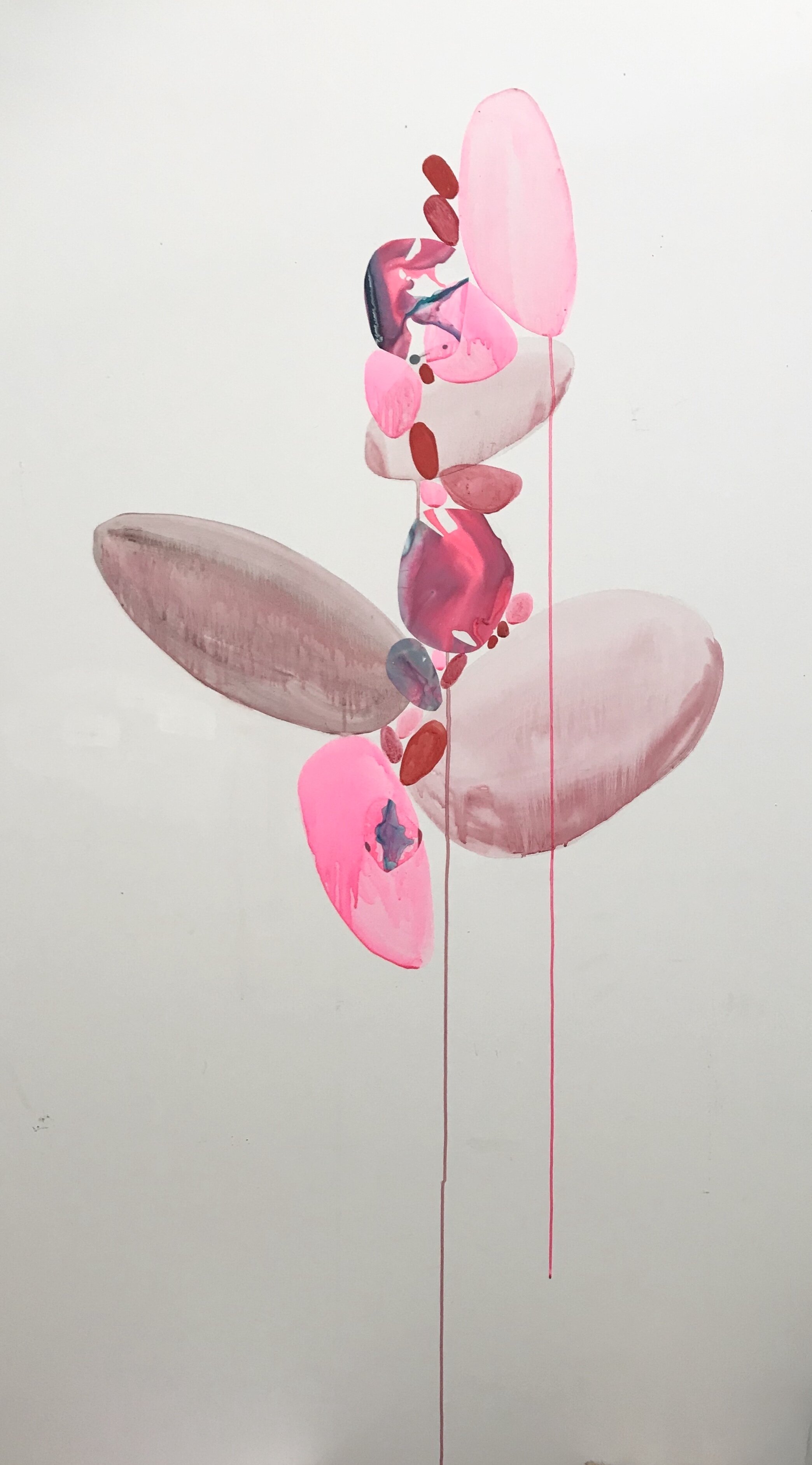    Pink Wall Drawing  , 2019, mixed media installation, 5 x 2 ft. 
